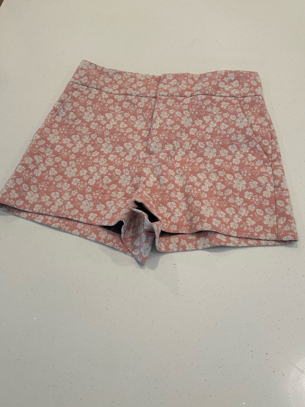 Alice + Olivia Cady Pink Floral Jaquard High-Waist Shorts